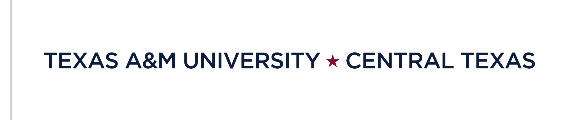 Texas A&M University-Central Texas wordmark, color variant, cell 5