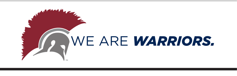 WE ARE WARRIORS. wordmark with helmet, color variant, cell 16