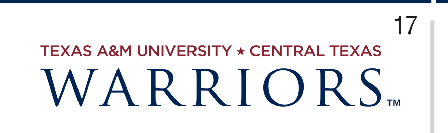 Warriors wordmark with university name, color variant, cell 17