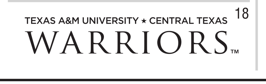 Warriors wordmark with university name, black variant, cell 18