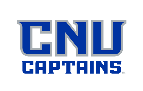 CNU Captains stacked wordmark, blue with grey outline variant, cell 13