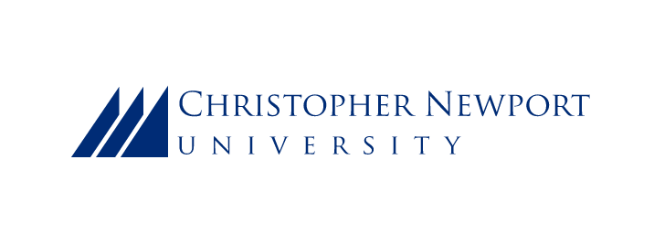 Christopher Newport University institutional logo, horizontal, blue variant, cell 24