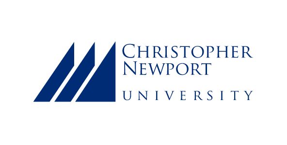 Christopher Newport University institutional logo, stacked right, blue variant, cell 25