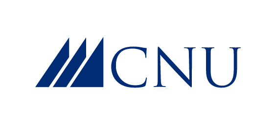 CNU institutional logo, horizontal, blue variant, cell 26