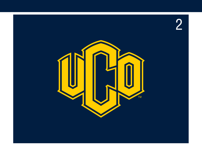 UCO lettermark, yellow and blue on navy background variant, cell 2