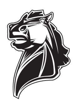 Broncho mascot head, black and white variant, cell 31