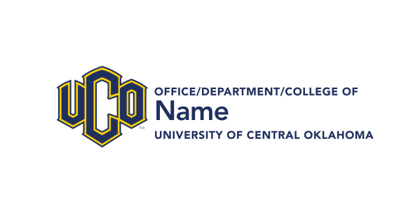 UCO logo with department name, horizontal, full color on white variant, cell 41