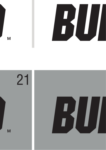 BUFFALOES wordmark, black on white variant, cell 17