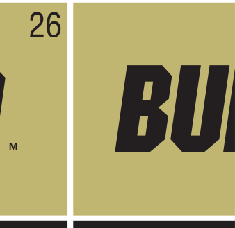 BUFFS wordmark, black on white variant, cell 18