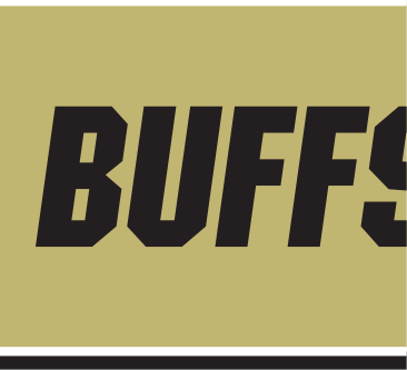 BUFFS wordmark, black on gold variant, cell 28
