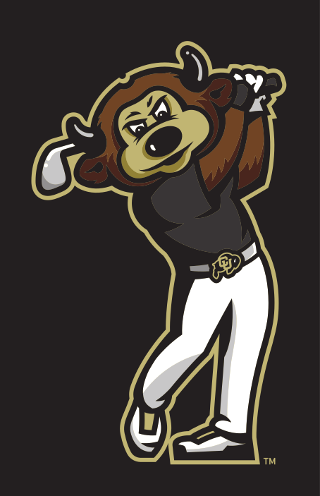 mascot playing golf, color on black variant, cell 50