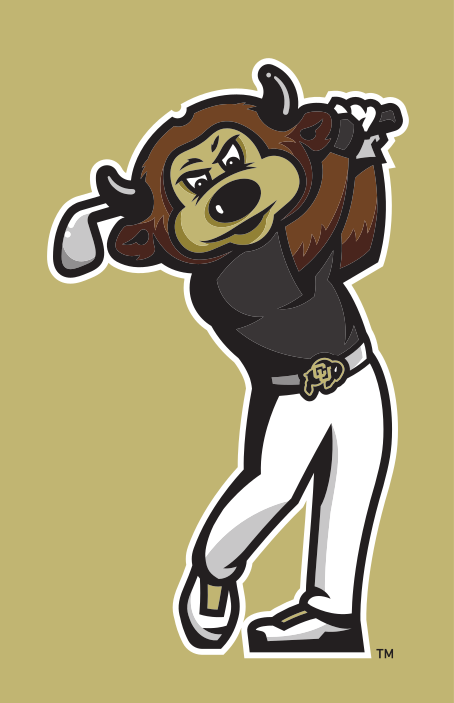 mascot playing golf, color on gold variant, cell 51