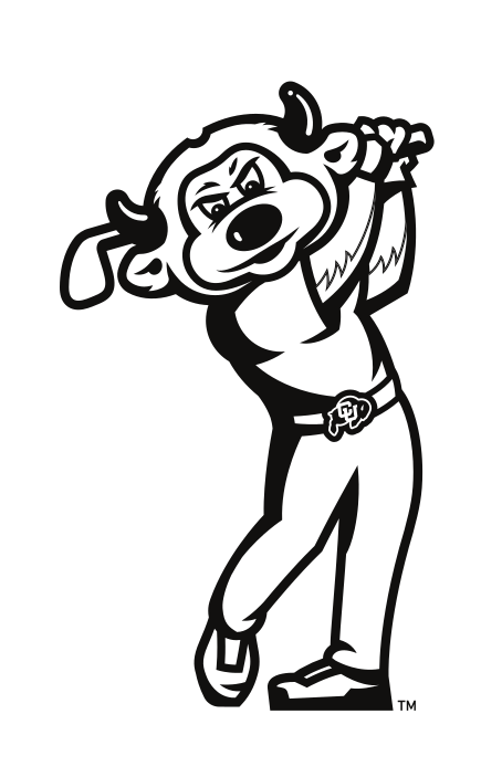 mascot playing golf, black on white variant, cell 53