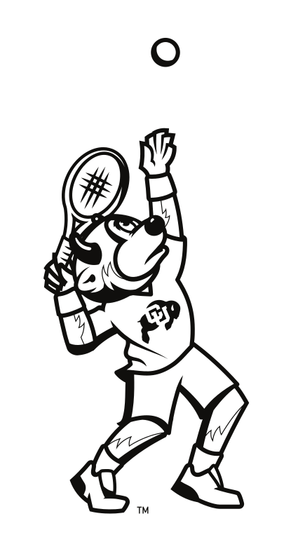 mascot playing tennis, black on white variant, cell 61
