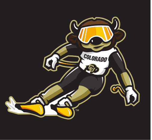 mascot Chip, downhill skiing, color on black variant, cell 82