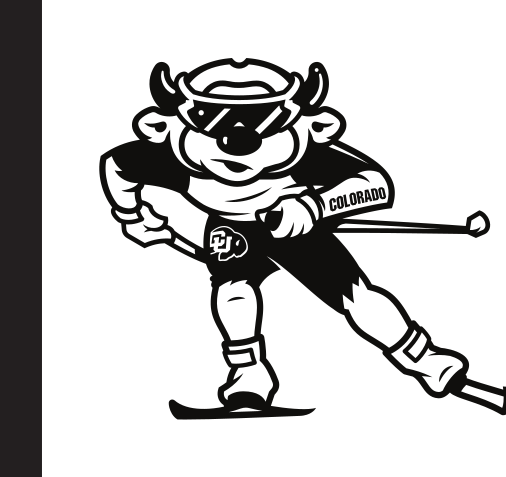 mascot Chip, cross-country skiing, black outline on white variant, cell 90