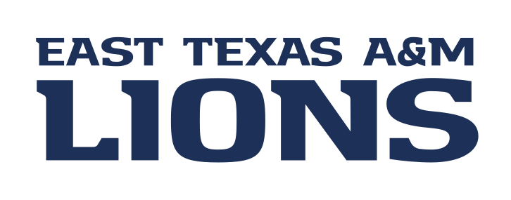 EAST TEXAS A&M LIONS wordmark, blue variant, cell 41