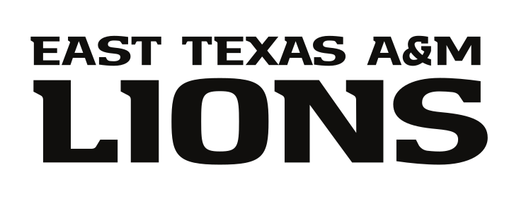 EAST TEXAS A&M LIONS wordmark, black variant, cell 43