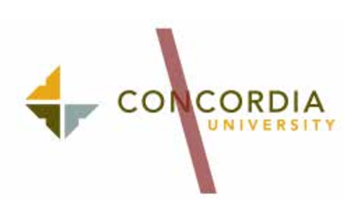 Concordia University Irvine logo, color with red diagonal line variant