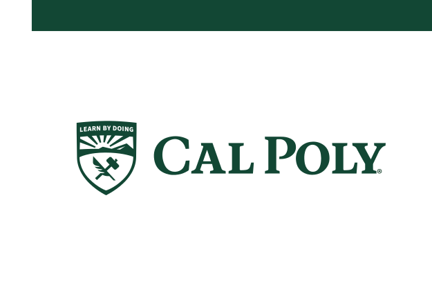 Cal Poly wordmark with shield, 1 color green, horizontal variant, cell 1
