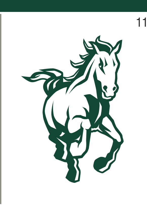 Mustang mascot icon, 1 color green variant, cell 11