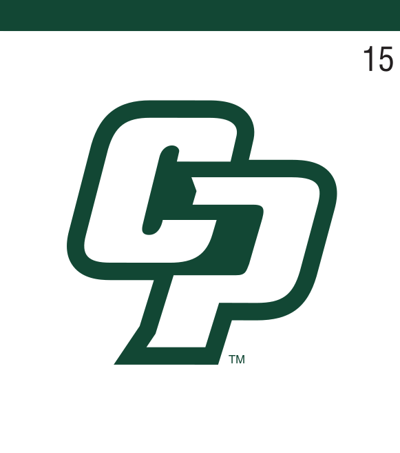 Interlocking CP logo, 1 color green variant, cell 15