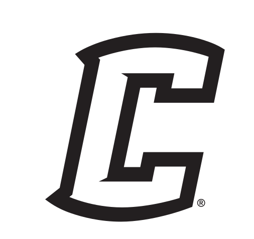 Creighton 'C' lettermark, white with black outline on white variant, cell 57