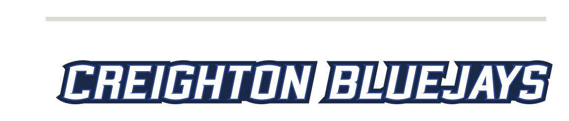 CREIGHTON BLUE JAYS wordmark, horizontal, blue on white, thick outline variant, cell 71