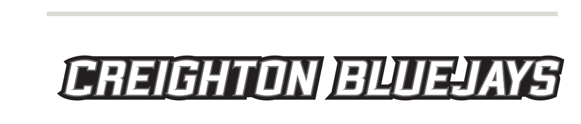 CREIGHTON BLUE JAYS wordmark, horizontal, white on white, black outline variant, cell 75
