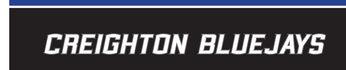 CREIGHTON BLUE JAYS wordmark, horizontal, white on black variant, cell 76