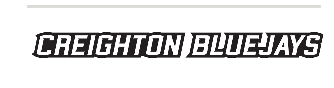 CREIGHTON BLUE JAYS wordmark, horizontal, black on white variant, cell 77
