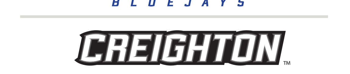 CREIGHTON wordmark with BLUE JAYS, stacked, white on white, black outline variant, cell 85