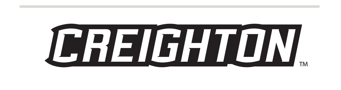 CREIGHTON wordmark, black on white variant, cell 97