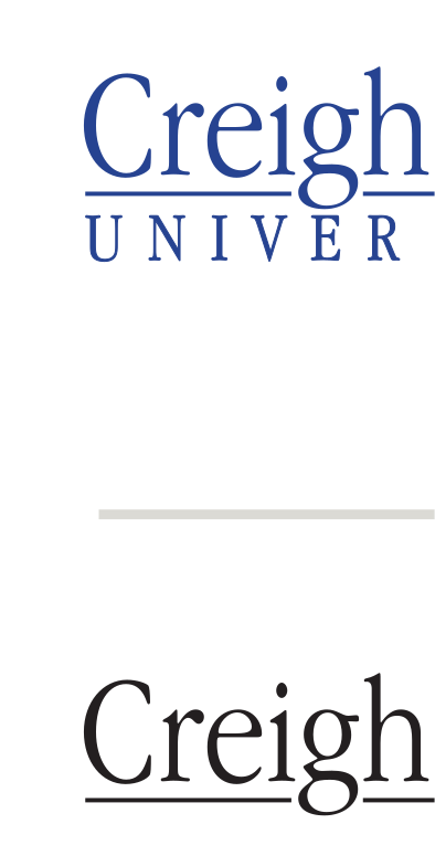 Creighton University Heider College of Business logo, blue/black horizontal variant, cell 149