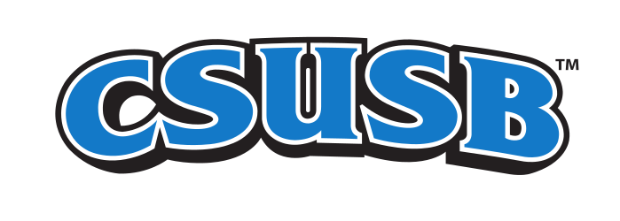 CSUSB wordmark, blue/black/white/gray variant, cell 12