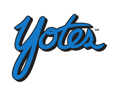 Yotes script, blue with black outline variant, cell 28