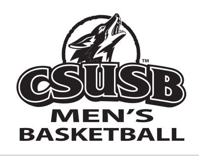 CSUSB Men's Basketball with coyote head, black variant, cell 66