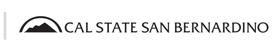 Cal State San Bernardino, black, horizontal with mountain variant, cell 99