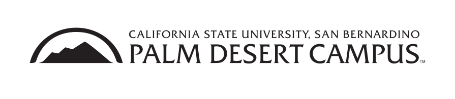 CSUSB Palm Desert Campus, black, horizontal with mountain variant, cell 111