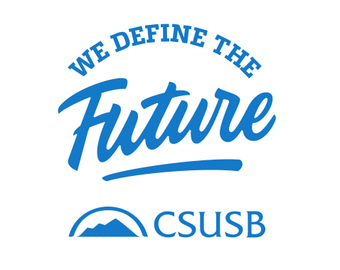 We Define the Future logo, blue stacked variant, cell 142
