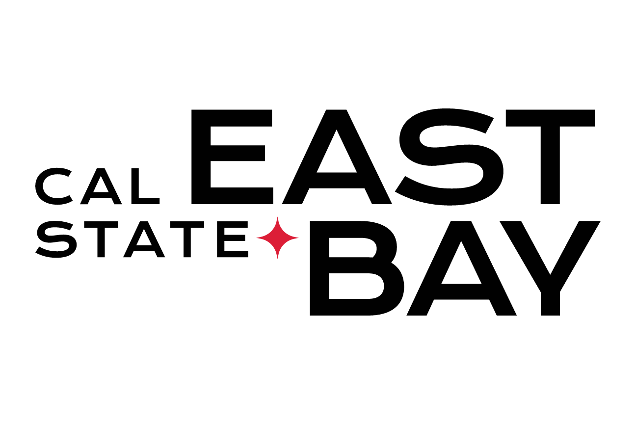 Cal State East Bay stacked logo, black variant, cell 6