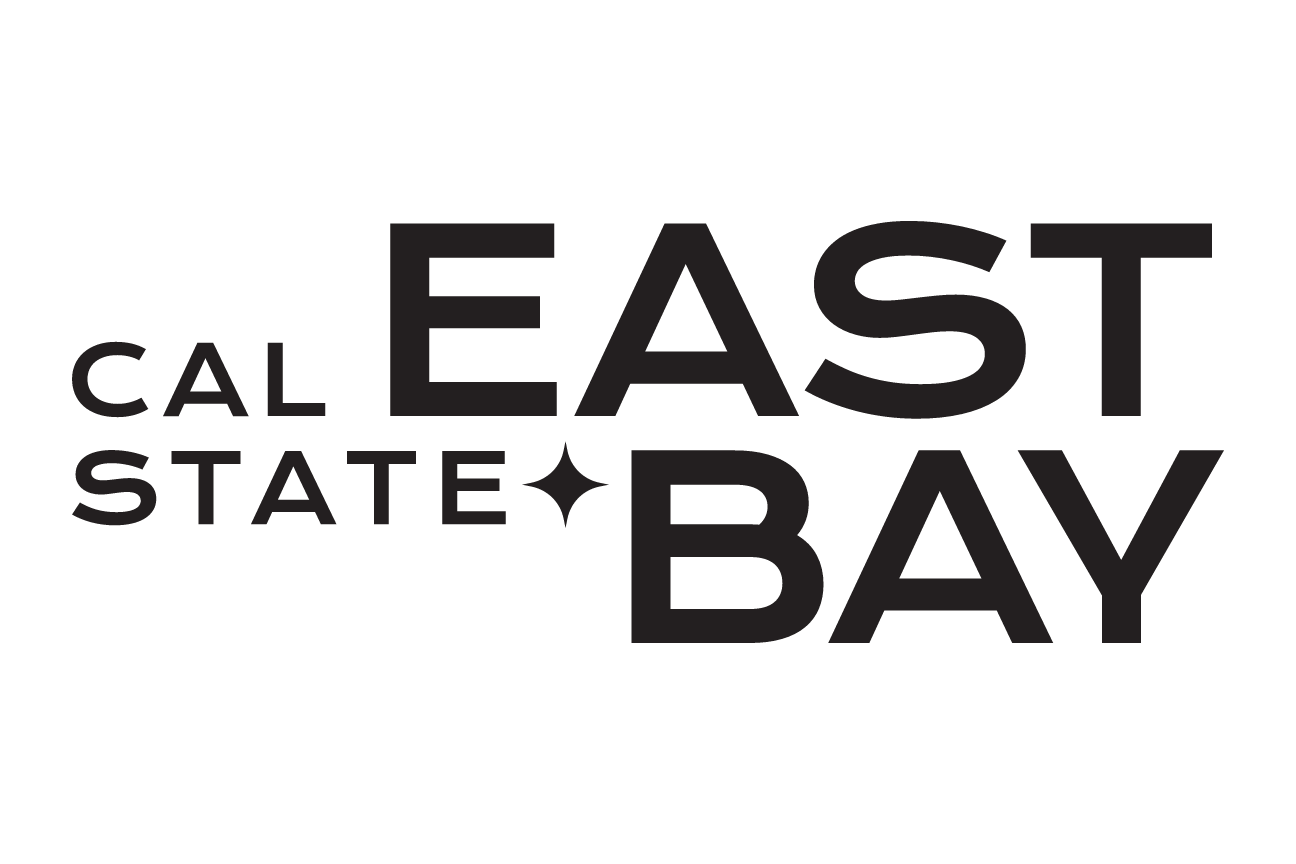 Cal State East Bay stacked logo, black variant, cell 7