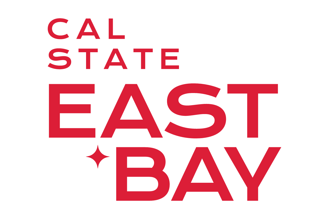 Cal State East Bay stacked logo variant 2, red/black variant, cell 9