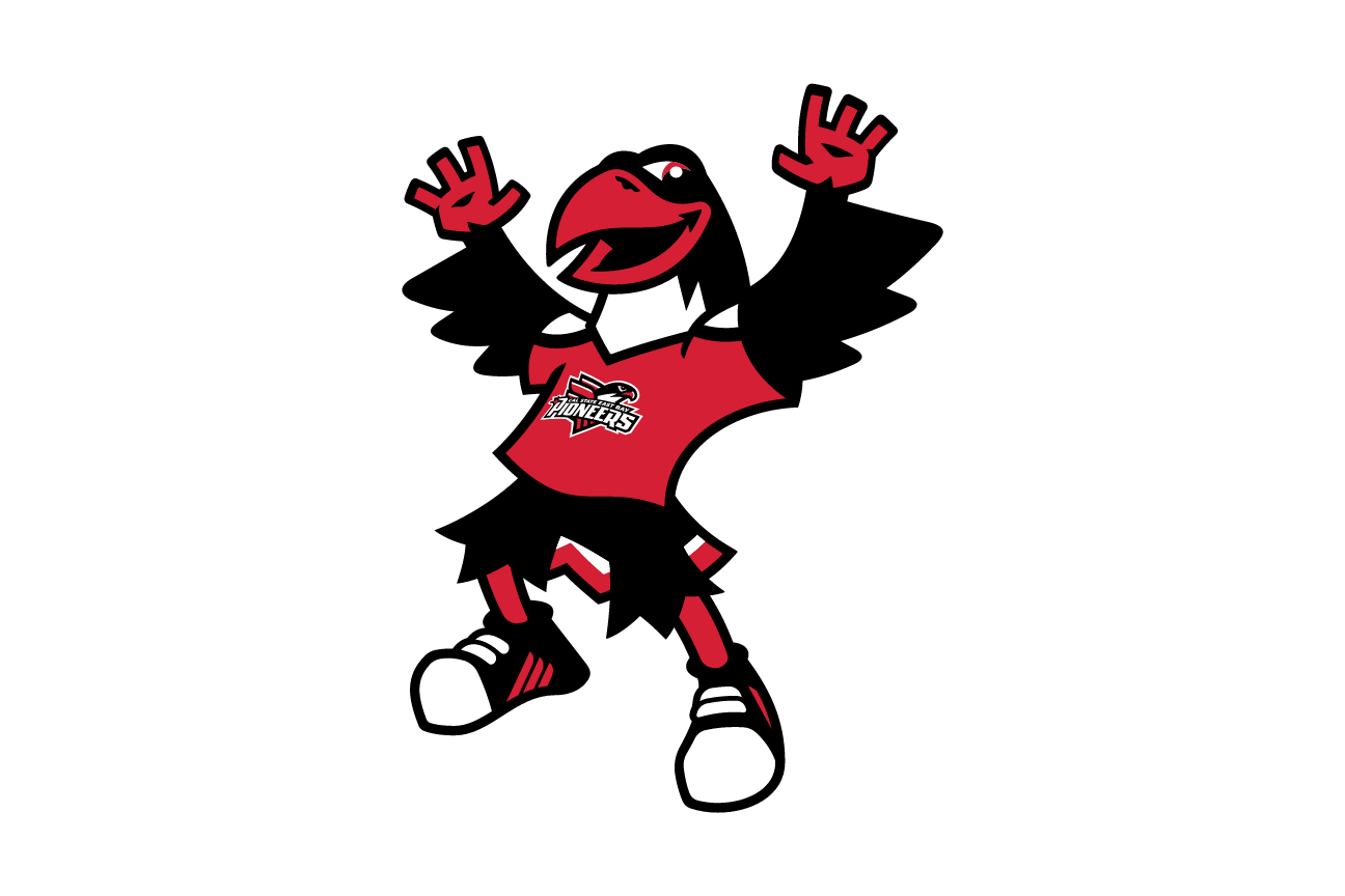 mascot, arms up, red jersey, white outline variant, cell 82