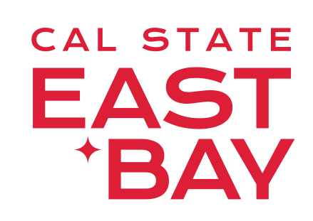 Cal State East Bay stacked logo variant 3, red/black variant, cell 13