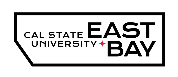 Cal State University East Bay container logo, black outline, horizontal variant, cell 44