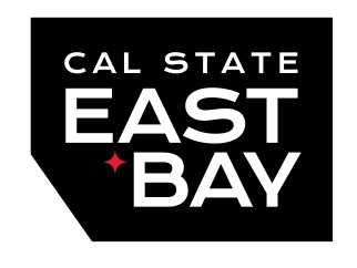 Cal State East Bay container logo, black background, square variant, cell 38