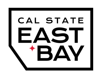 Cal State East Bay container logo, black outline, square, white fill variant, cell 50