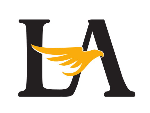 LA lettermark, black/gold on white background variant, cell 10