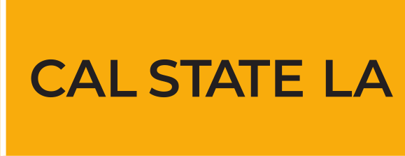 Cal State LA wordmark, black on gold background variant, cell 6